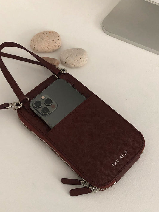 Genuine Leather Cross Cellphone Mini Wallet Bag