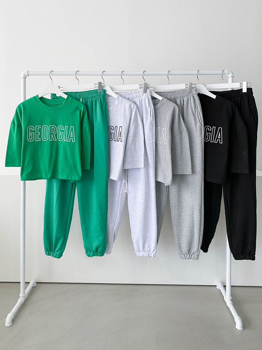 2Set Crop Top T-shirts with Track Pants