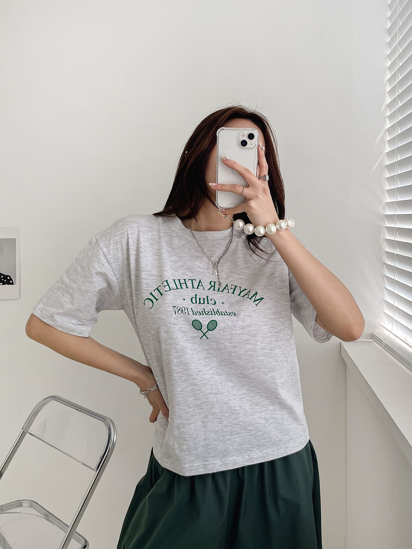 Tennis Club Print T-shirts Short Sleeve