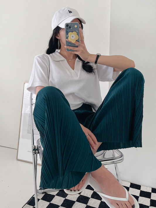 High Waist Flared Pleated Pants