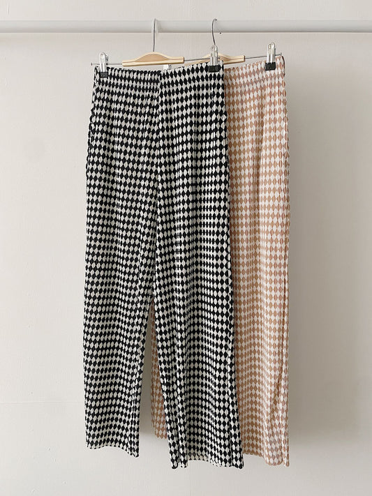 Diamond Plaid High Waist Wide Pants