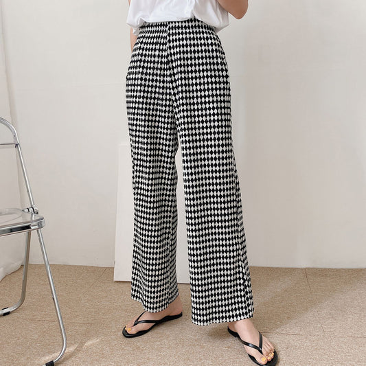 Diamond Plaid High Waist Wide Pants