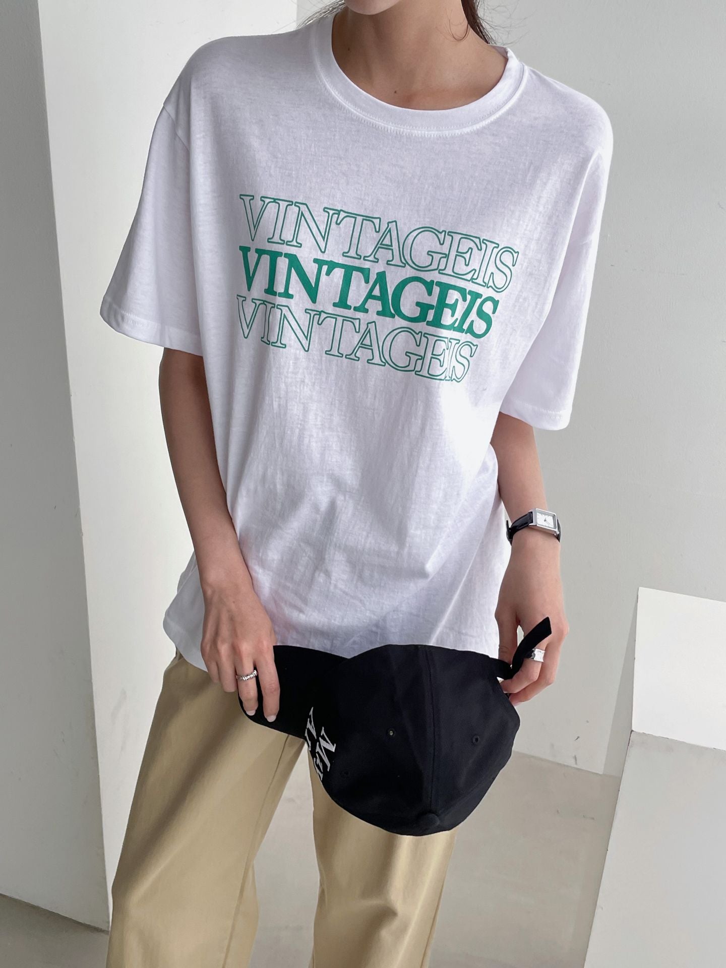 Vintage is Print Top Cotton T-shirts