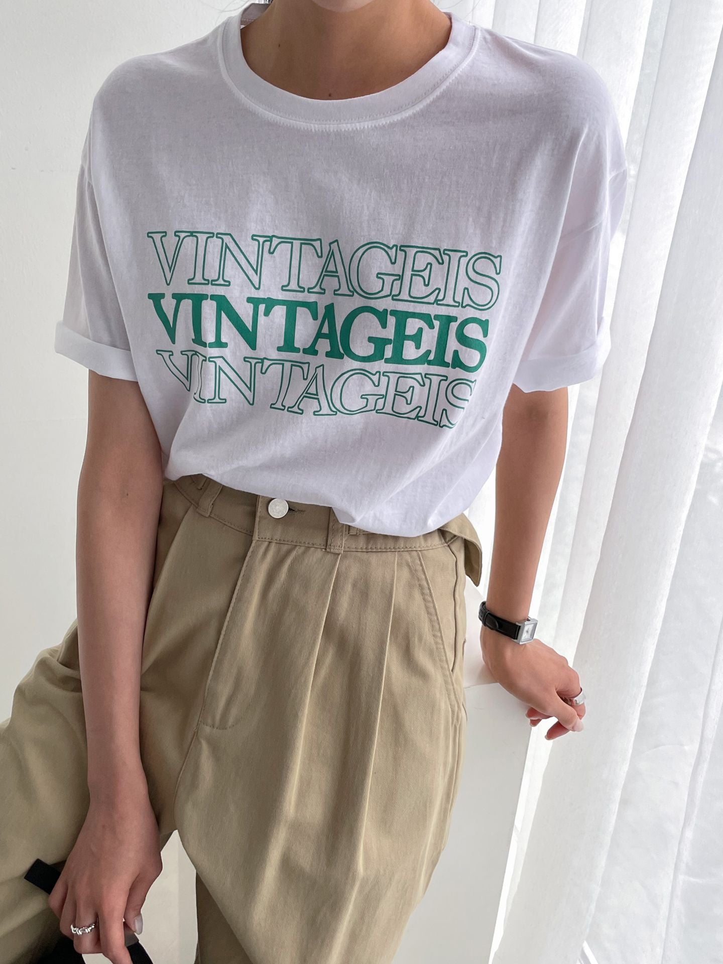 Vintage is Print Top Cotton T-shirts