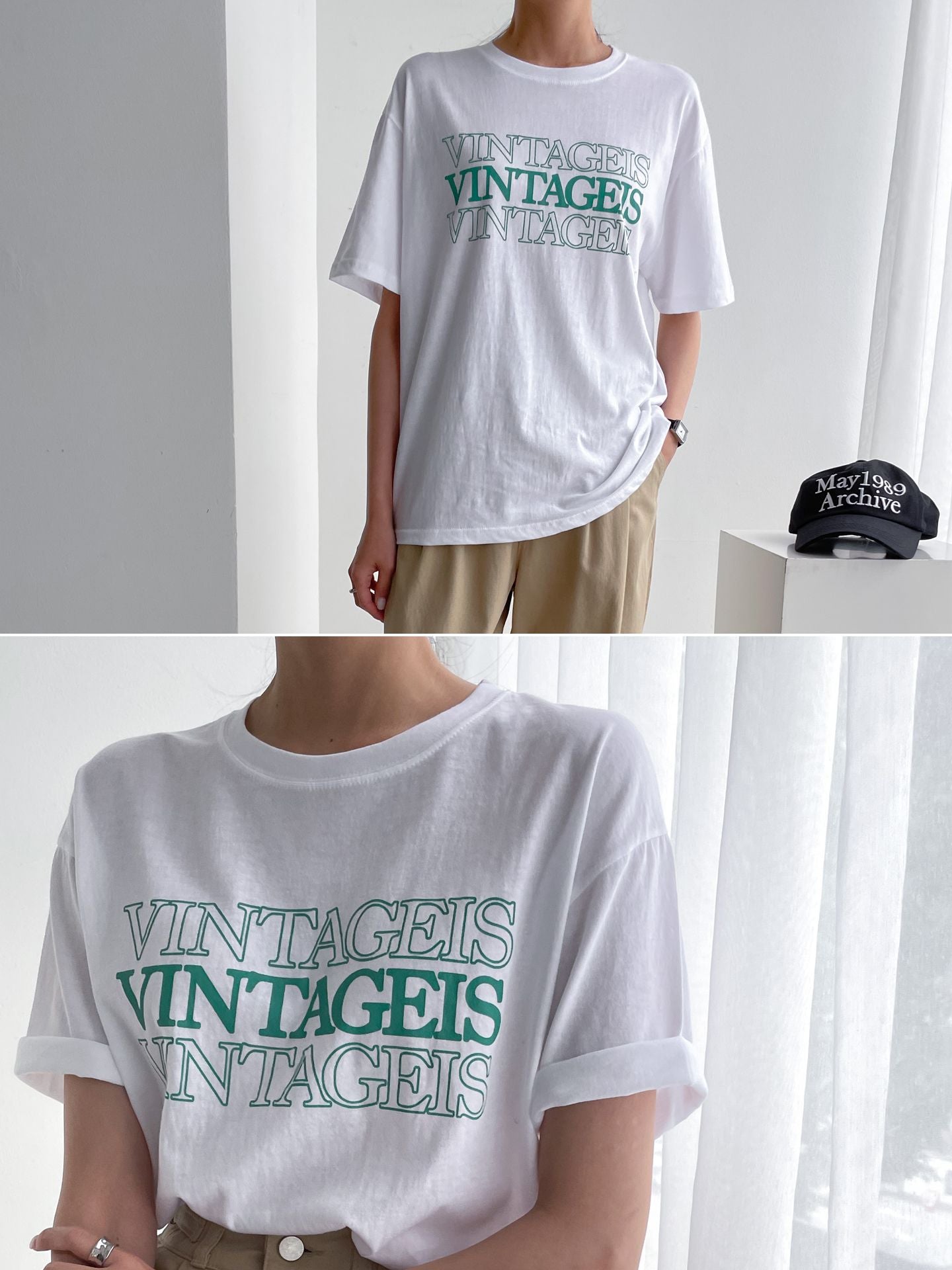 Vintage is Print Top Cotton T-shirts