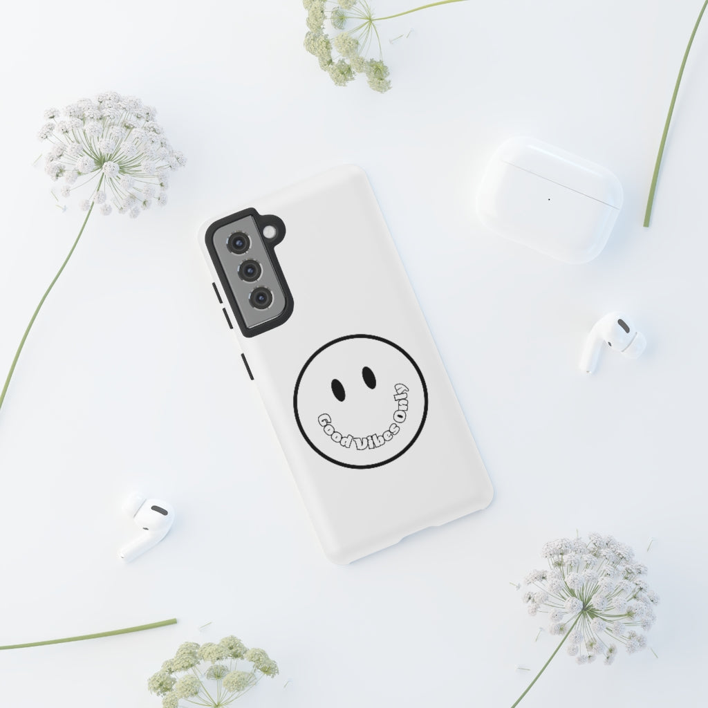 Smiley Happy Face Good Vibes Only Message Printed Phone Case