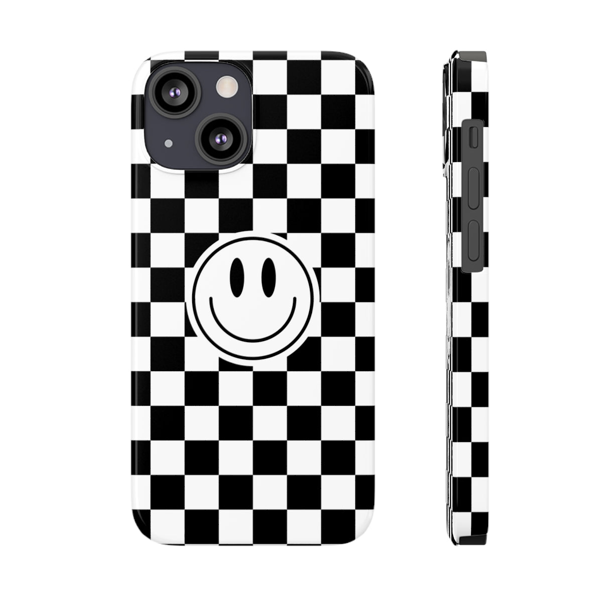 Checkered Board Smiley Happy Face / Slim Phone Cases, Case-Mate / Black