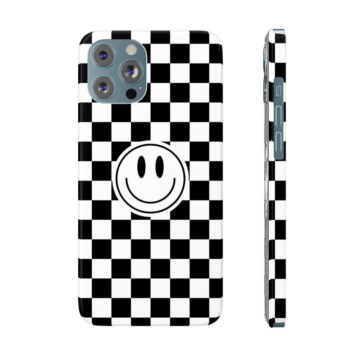 Checkered Board Smiley Happy Face / Slim Phone Cases, Case-Mate / Black