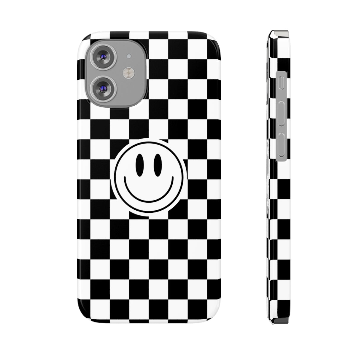 Checkered Board Smiley Happy Face / Slim Phone Cases, Case-Mate / Black