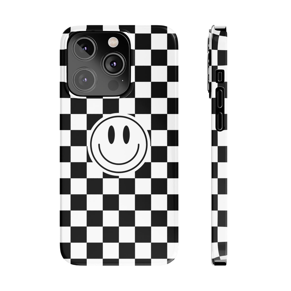 Checkered Board Smiley Happy Face / Slim Phone Cases, Case-Mate / Black