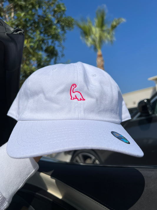 Dinosaur EMBROIDERY Cotton CAP / White