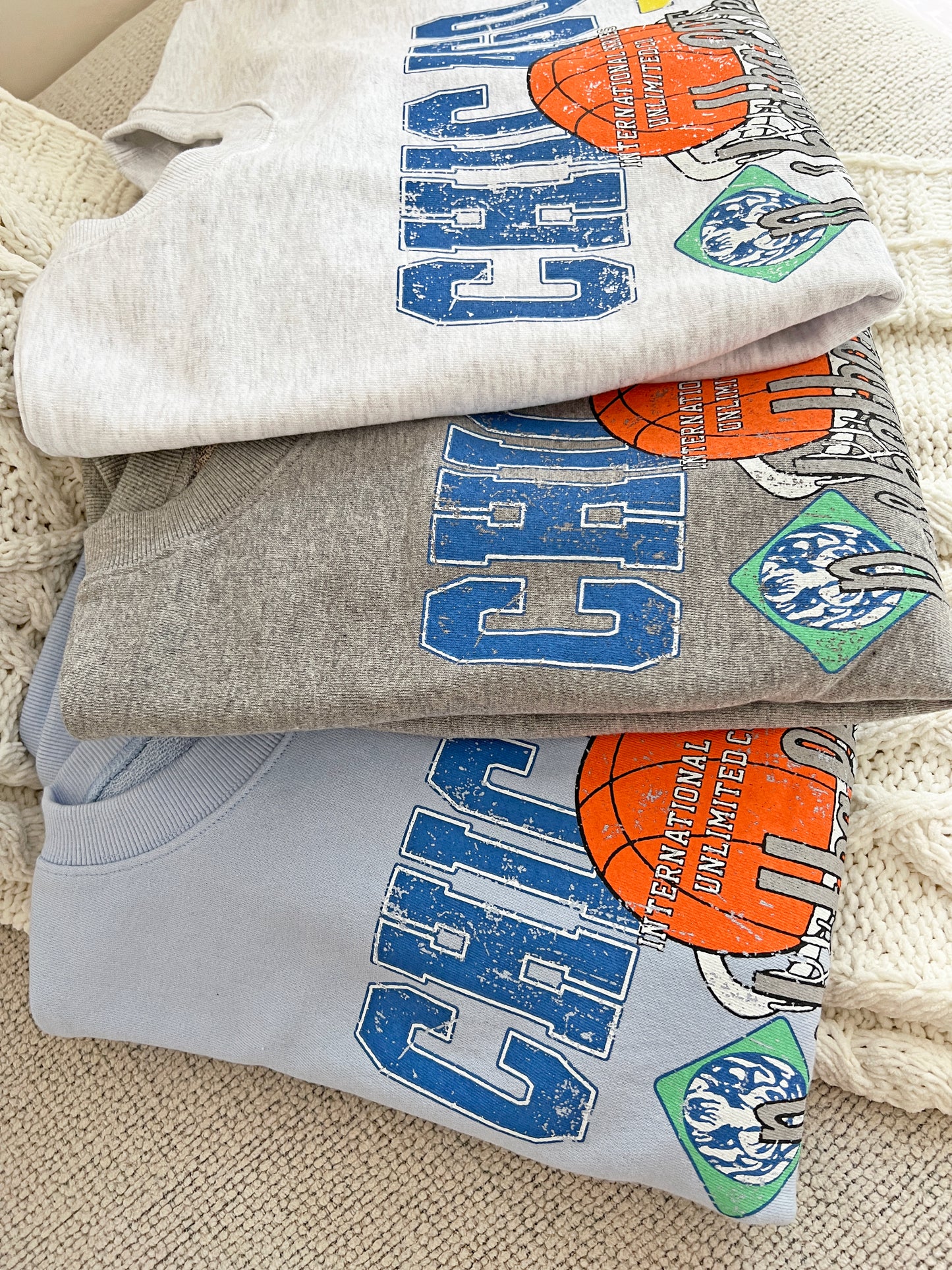 Chicago Basketball Vintage Oversized Cotton Sweatshirts