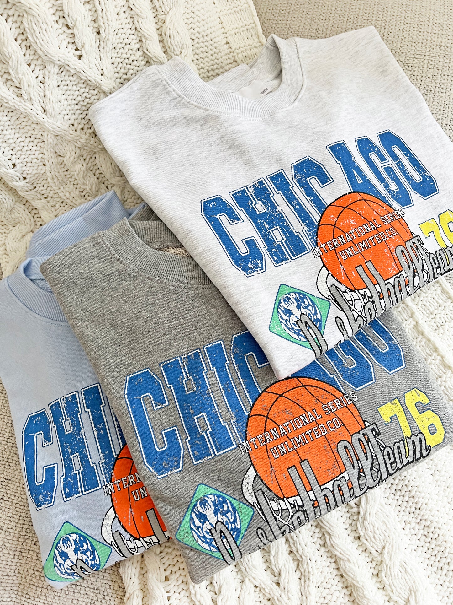 Chicago Basketball Vintage Oversized Cotton Sweatshirts