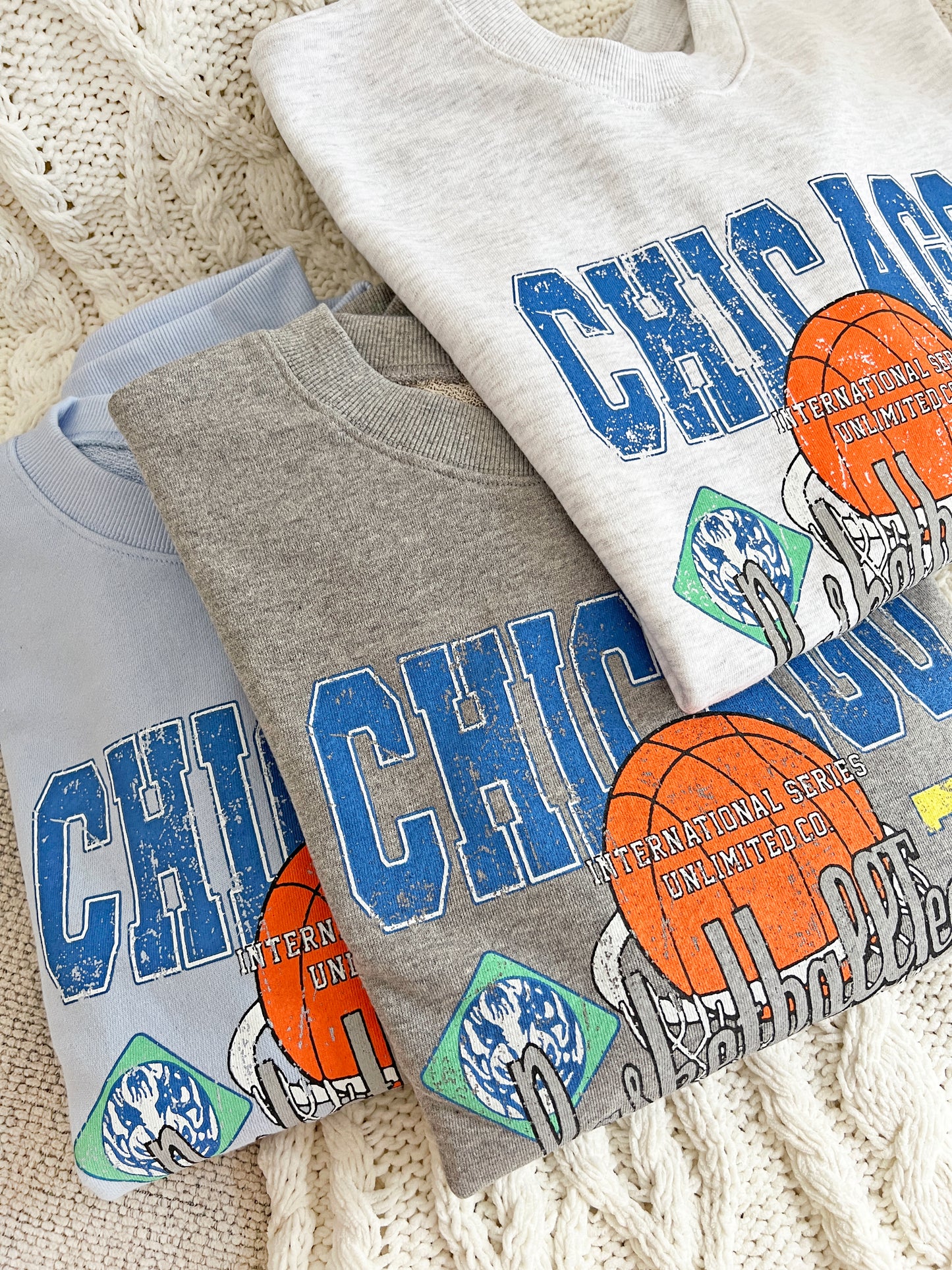 Chicago Basketball Vintage Oversized Cotton Sweatshirts