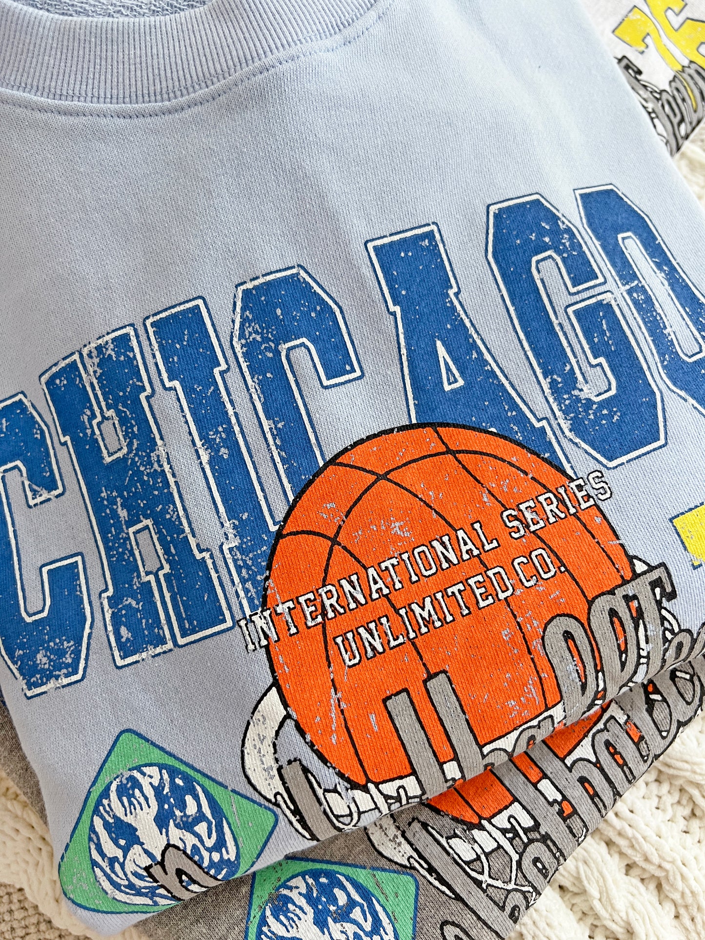 Chicago Basketball Vintage Oversized Cotton Sweatshirts