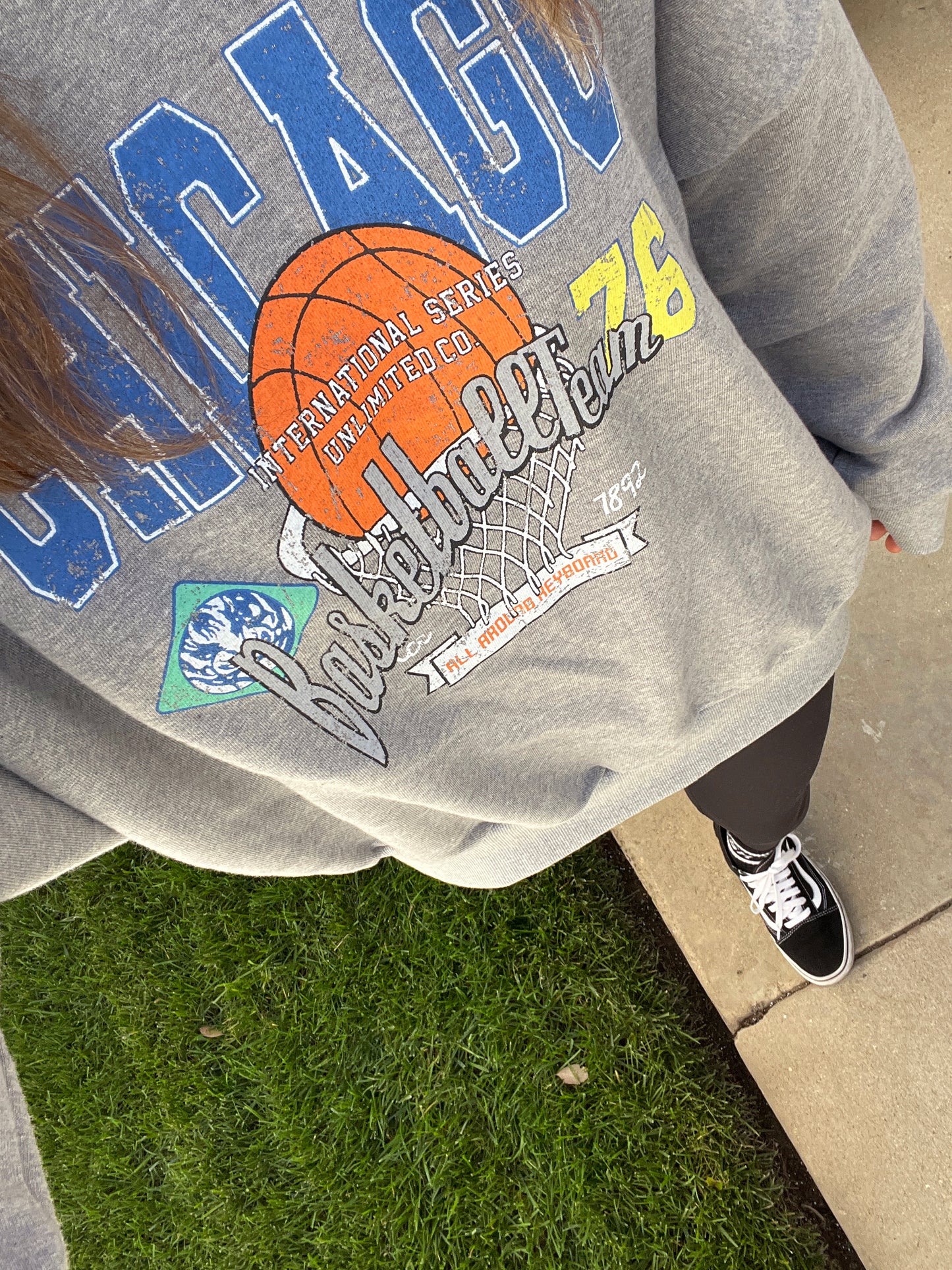 Chicago Basketball Vintage Oversized Cotton Sweatshirts