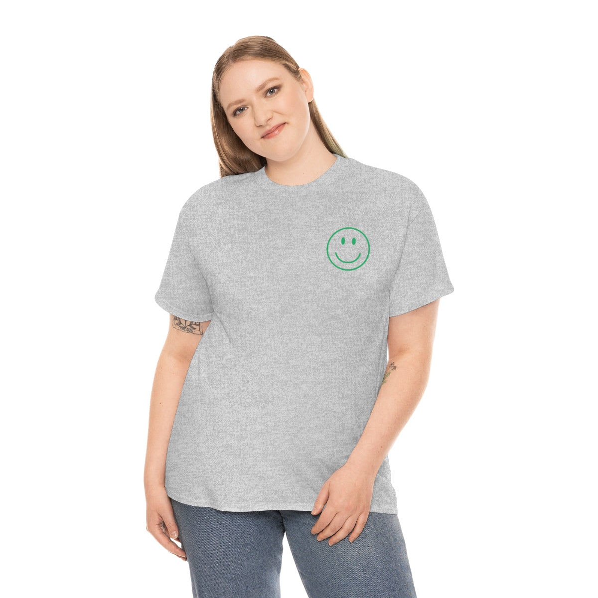 Keep On Smiling / T-shirt Unisex Heavy Cotton Tee / Green