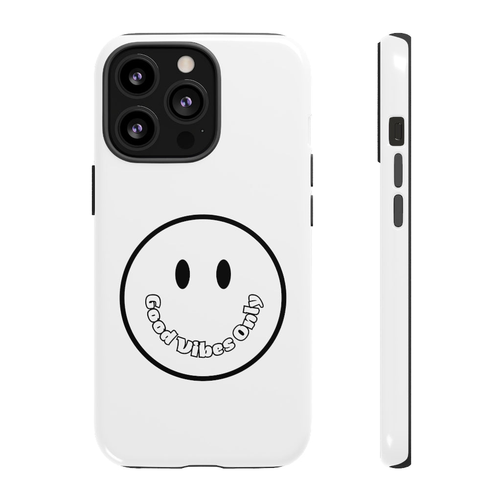 Smiley Happy Face Good Vibes Only Message Printed Phone Case