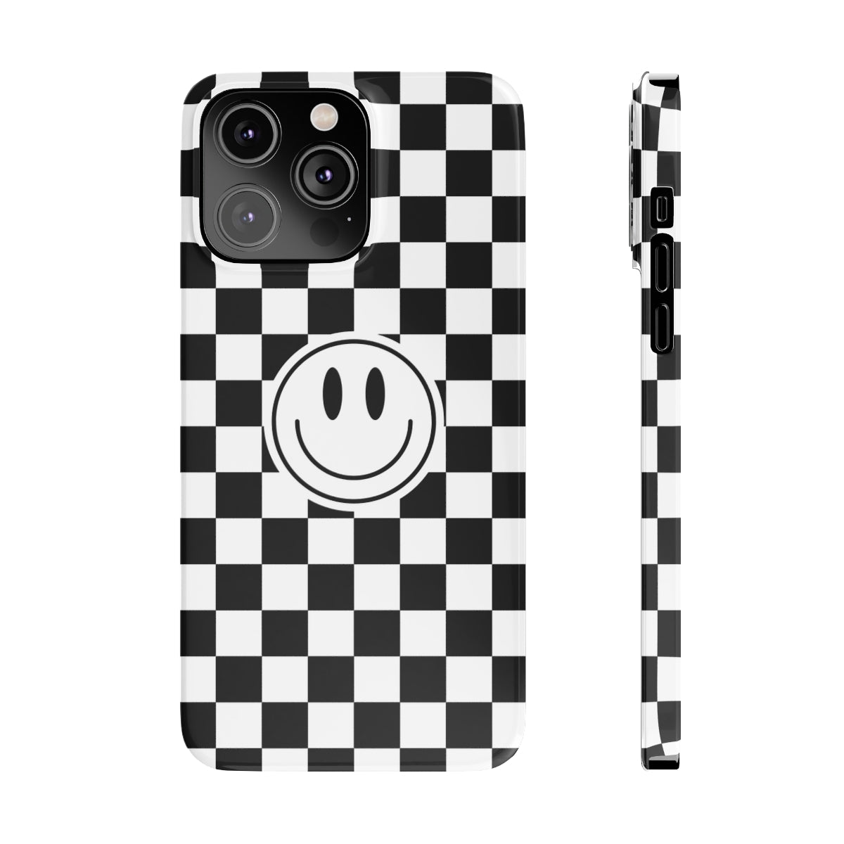 Checkered Board Smiley Happy Face / Slim Phone Cases, Case-Mate / Black