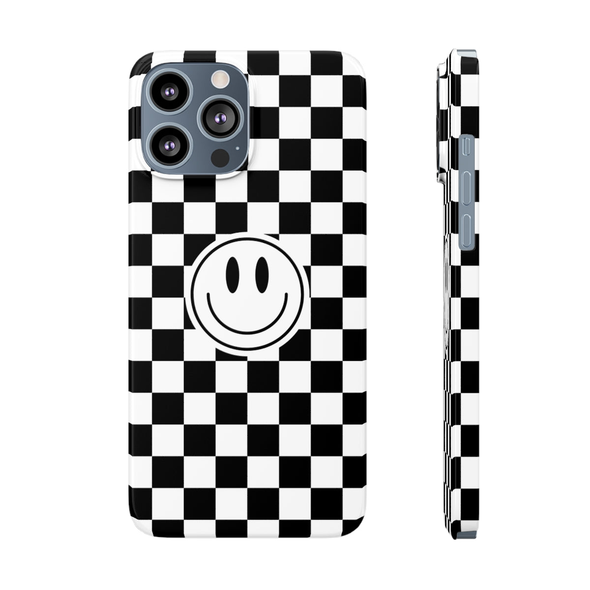 Checkered Board Smiley Happy Face / Slim Phone Cases, Case-Mate / Black