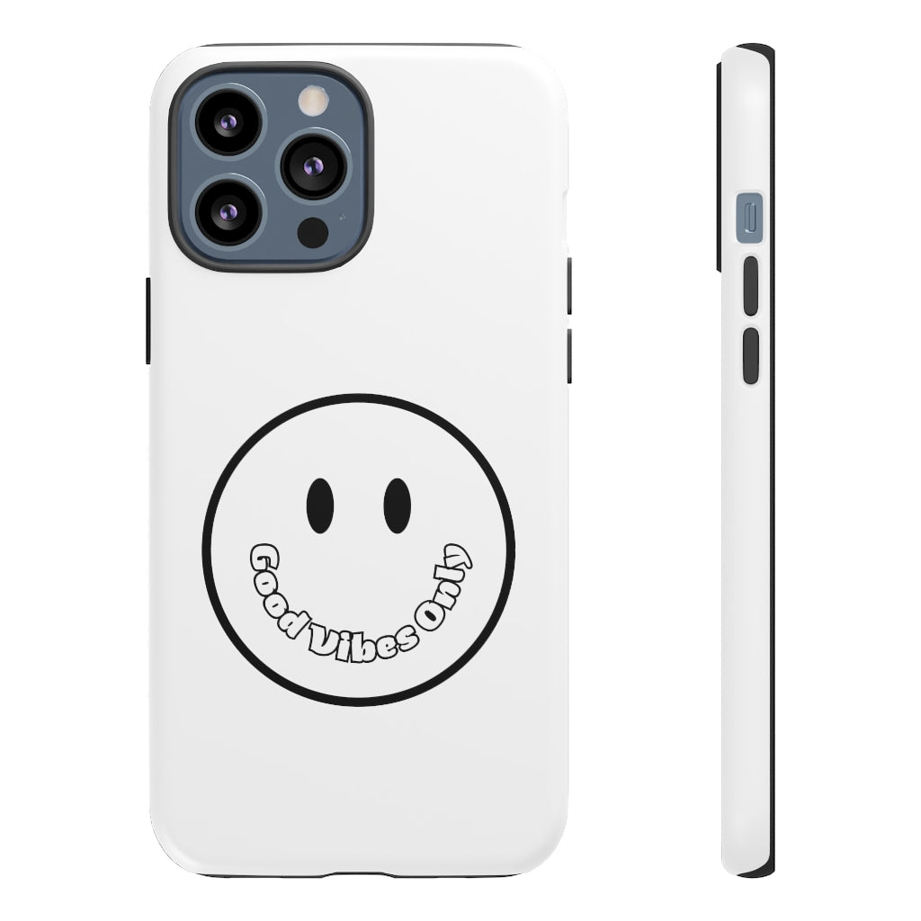 Smiley Happy Face Good Vibes Only Message Printed Phone Case