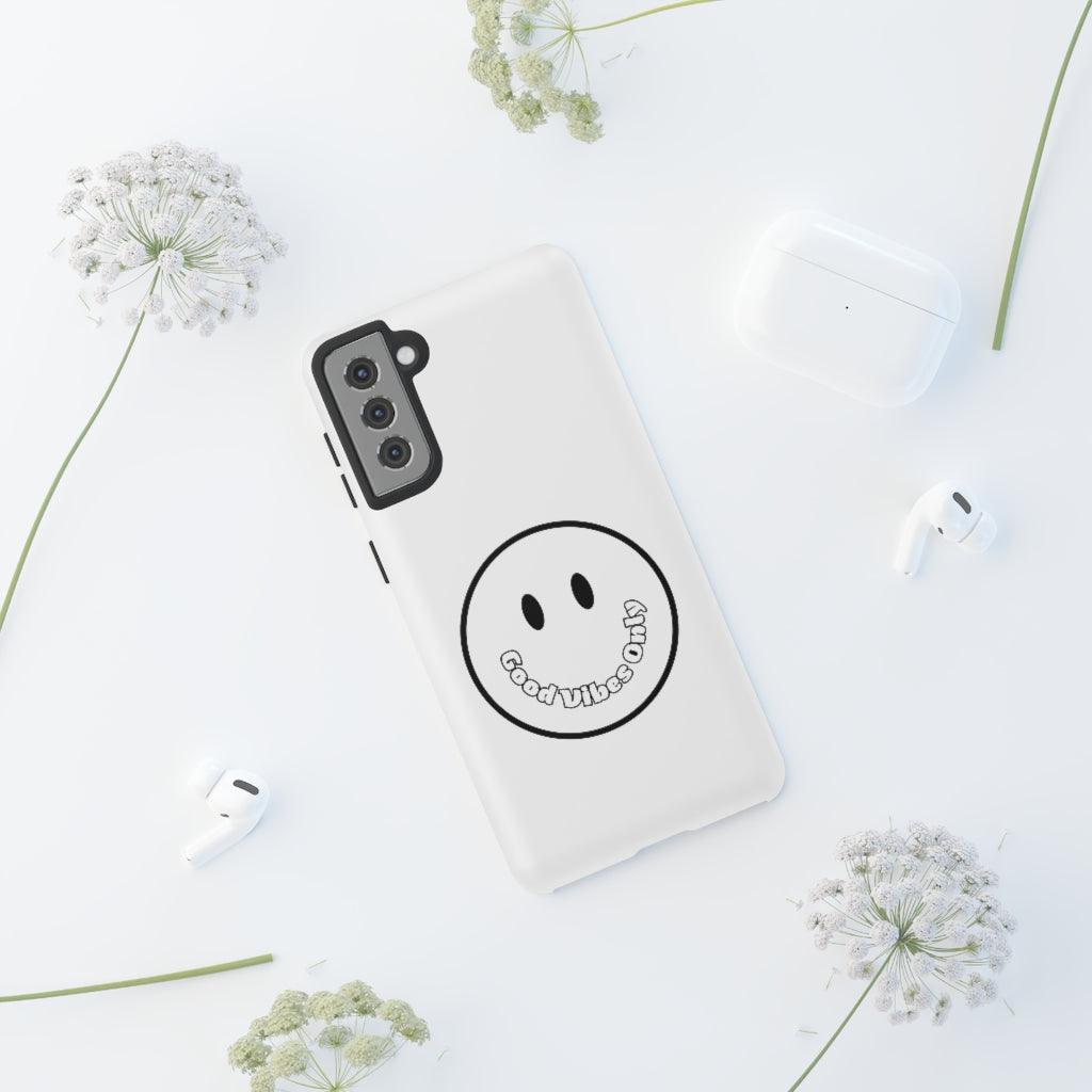 Smiley Happy Face Good Vibes Only Message Printed Phone Case