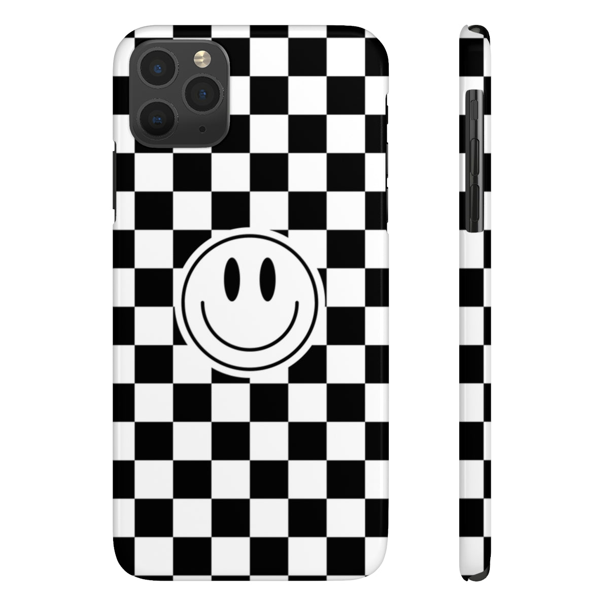 Checkered Board Smiley Happy Face / Slim Phone Cases, Case-Mate / Black