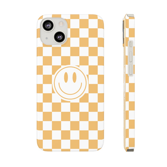 Checkered Board Smiley Happy Face / Slim Phone Cases, Case-Mate / Retro Tan