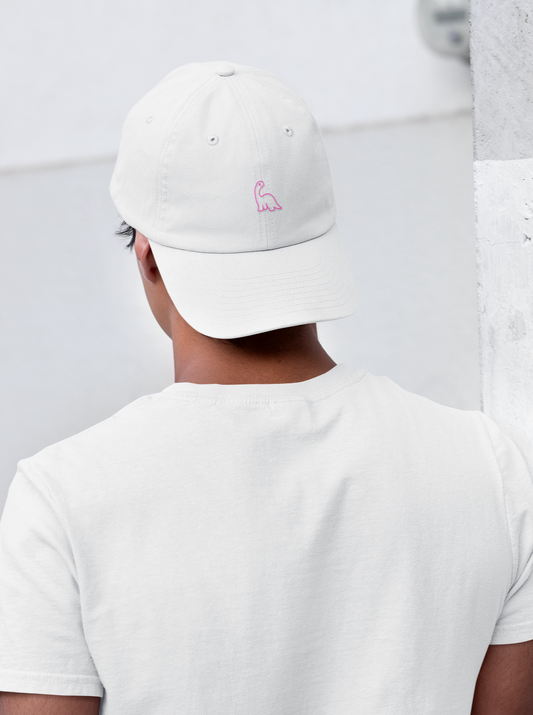 Dinosaur EMBROIDERY Cotton CAP / White