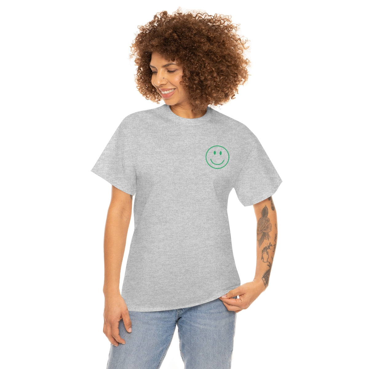 Keep On Smiling / T-shirt Unisex Heavy Cotton Tee / Green