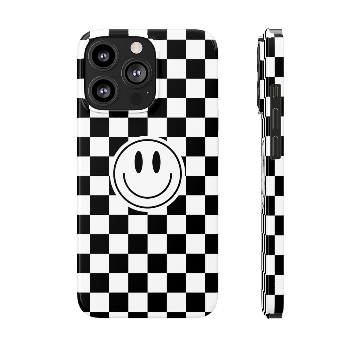 Checkered Board Smiley Happy Face / Slim Phone Cases, Case-Mate / Black