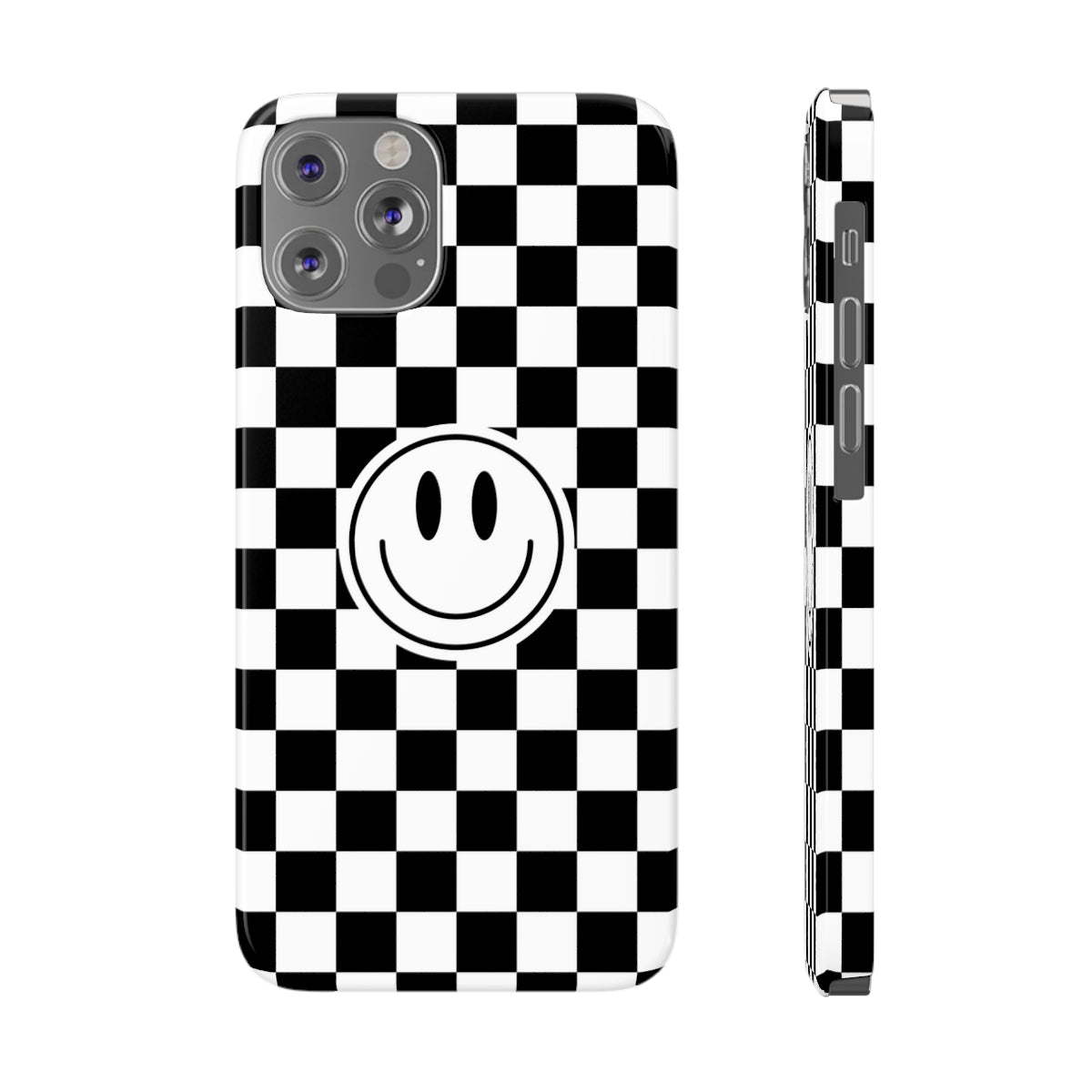 Checkered Board Smiley Happy Face / Slim Phone Cases, Case-Mate / Black