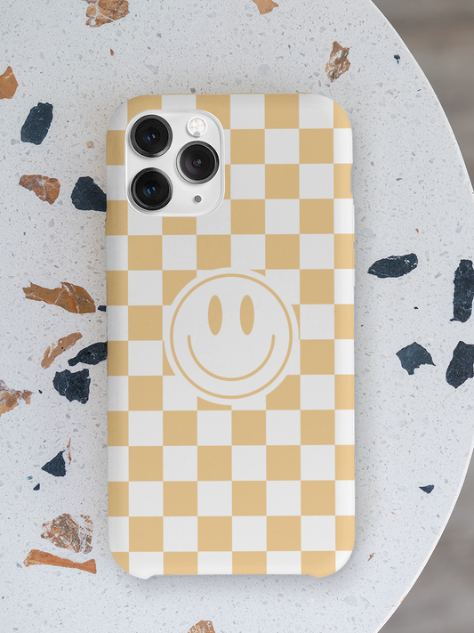 Checkered Board Smiley Happy Face / Slim Phone Cases, Case-Mate / Retro Tan