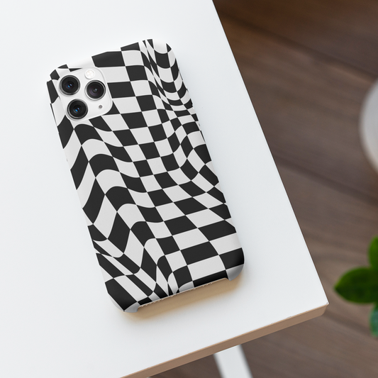 Old School Checkered Retro Groovy Vibe Wavy Checkerboard Phone Case