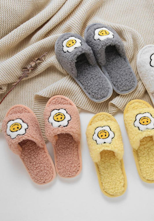 Smiley Happy Face Flower Teddy Home SLIPPER