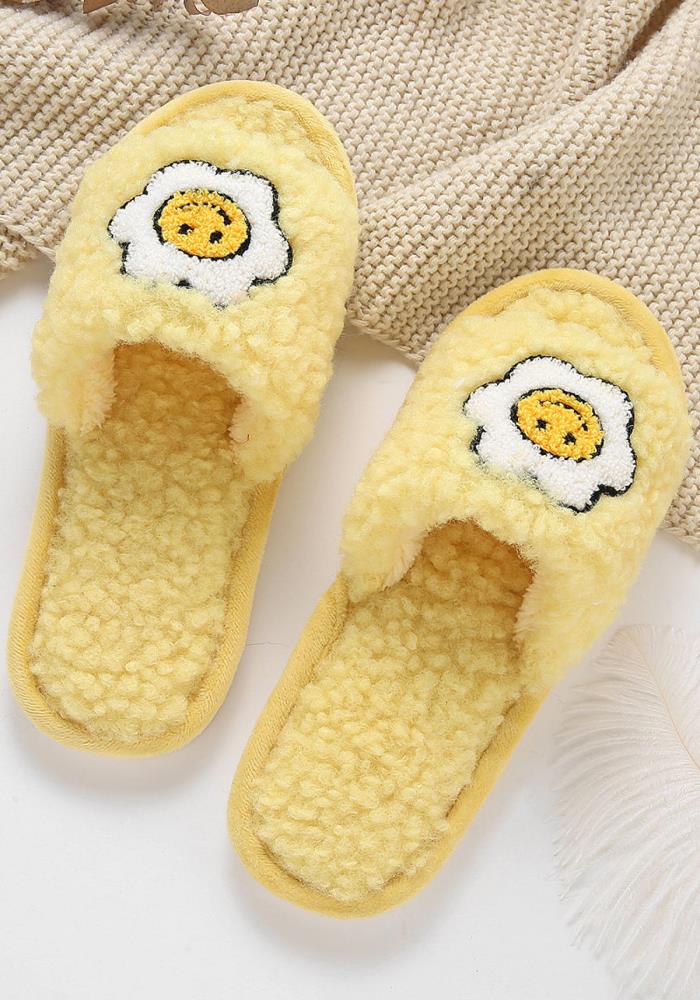 Smiley Happy Face Flower Teddy Home SLIPPER