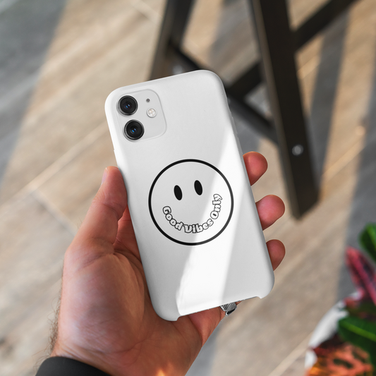 Smiley Happy Face Good Vibes Only Message Printed Phone Case